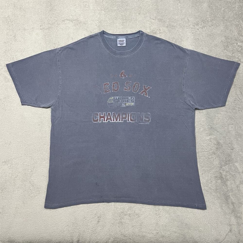 Boston Red Sox T Shirt Mens 2XL Blue 2007 World Series Champions Comfort Colors
